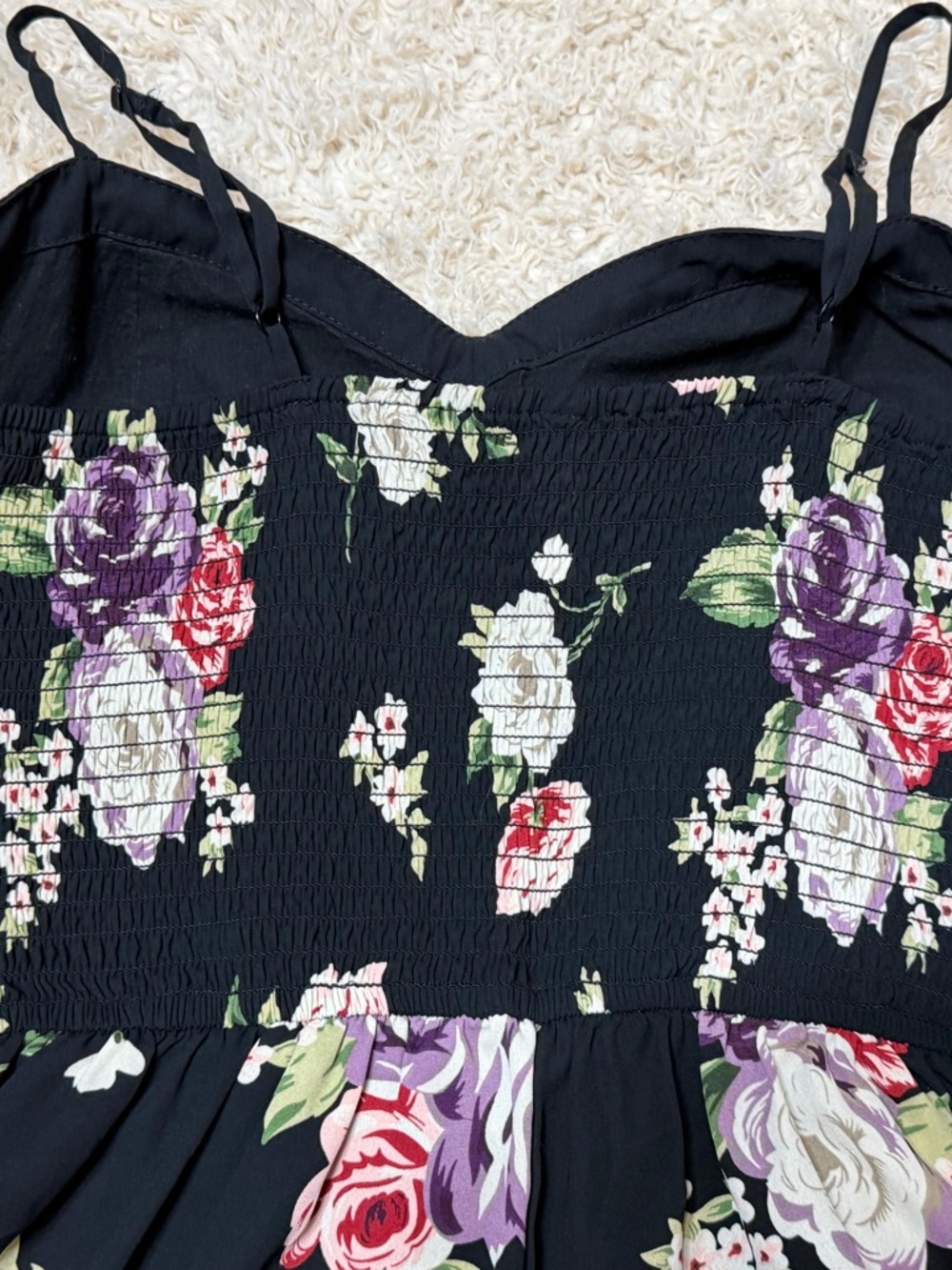 NWOT women’s size XL Floral Black Spaghetti-Strap Romper - Picture 7 of 7
